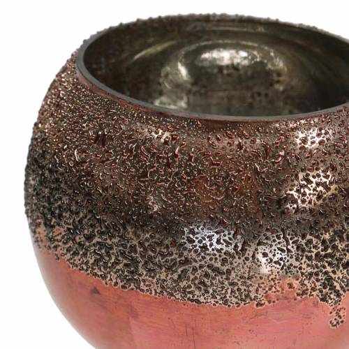 Floristik24 Lantern glass copper Ø8.5cm H6.5cm 4pcs