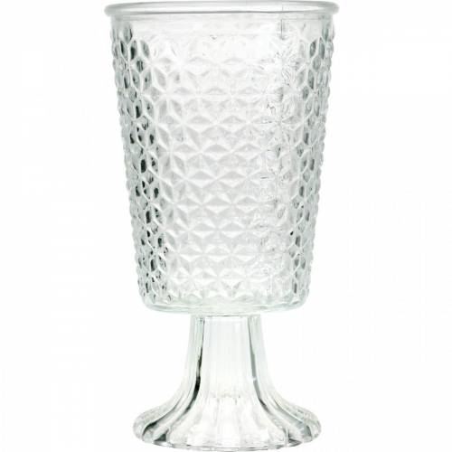 Lantern glass with base clear Ø10cm H18.5cm table decoration | Floristik24.ie