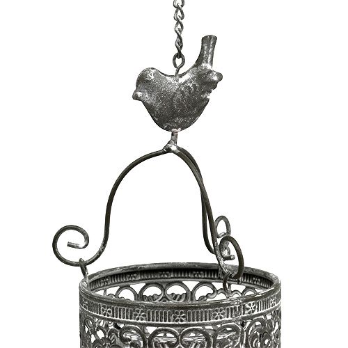 Floristik24 Hanging lantern gray Ø8.5cm H8.5cm