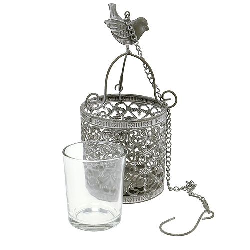 Floristik24 Hanging lantern gray Ø8.5cm H8.5cm
