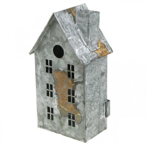 Product Lantern house metal shabby chic white washed, rust H20cm