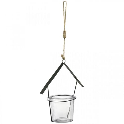 Floristik24 Lantern house, tealight holder for hanging, metal decoration, glass H21.5cm 2pcs