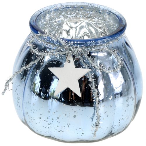 Floristik24 Lantern light blue with LED light Ø11cm H10cm