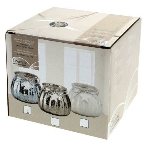 Floristik24 Lantern light blue with LED light Ø11cm H10cm