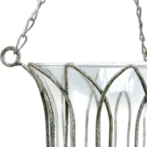Floristik24 Hanging lantern gray Ø14cm H45cm