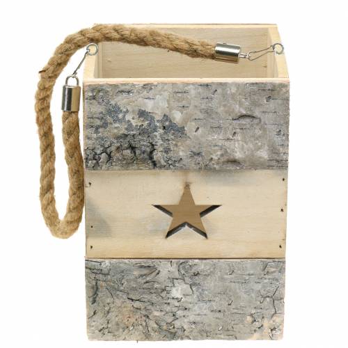 Product Birch wood lantern with handle 14.5cm x 14.5cm H20cm