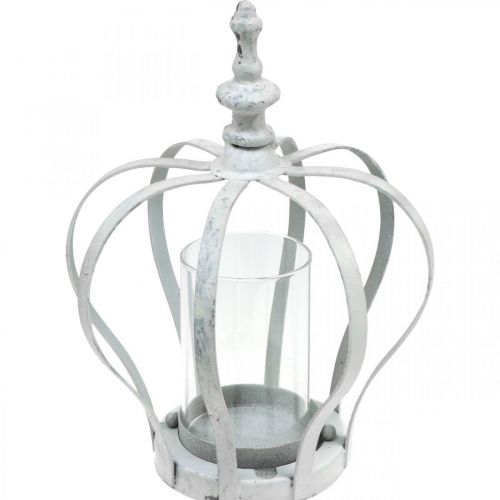Wind light crown, metal decoration in vintage style, white shabby chic Ø14cm H19cm
