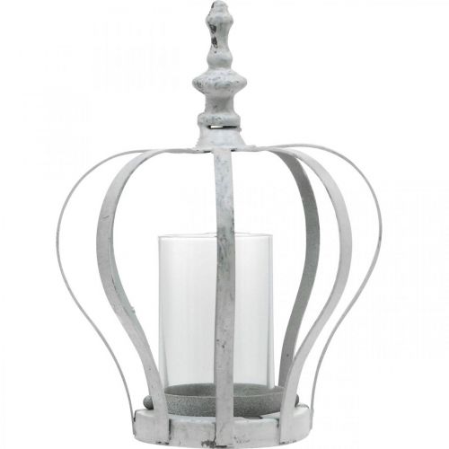 Floristik24 Wind light crown, metal decoration in vintage style, white shabby chic Ø14cm H19cm