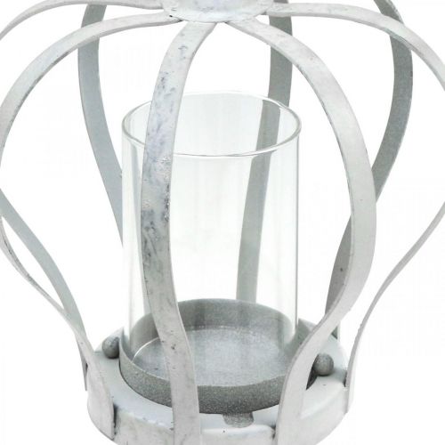 Floristik24 Wind light crown, metal decoration in vintage style, white shabby chic Ø14cm H19cm