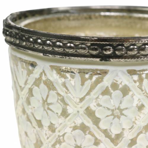 Floristik24 Wind light peasant silver floral Ø7.5cm H7.5cm 2pcs