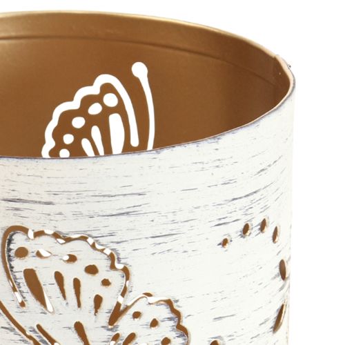 Product Lantern Metal White Gold Butterfly Ø9cm H10cm 4 pcs