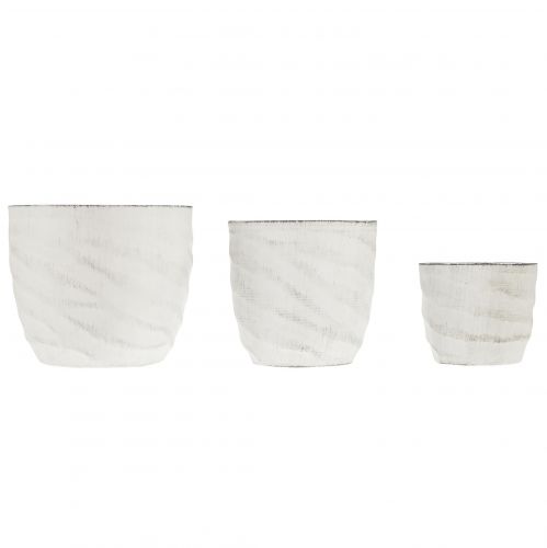 Product Lantern metal white silver tealight holder Ø8/10/12.5cm set of 3