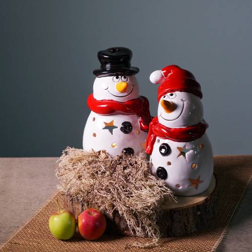 Floristik24 Lantern snowman red hat 20cm