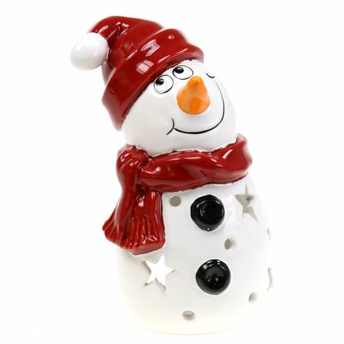 Floristik24 Lantern snowman red hat 20cm
