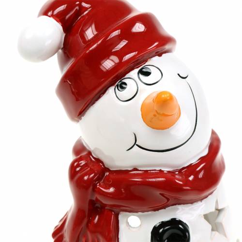 Floristik24 Lantern snowman red hat 20cm