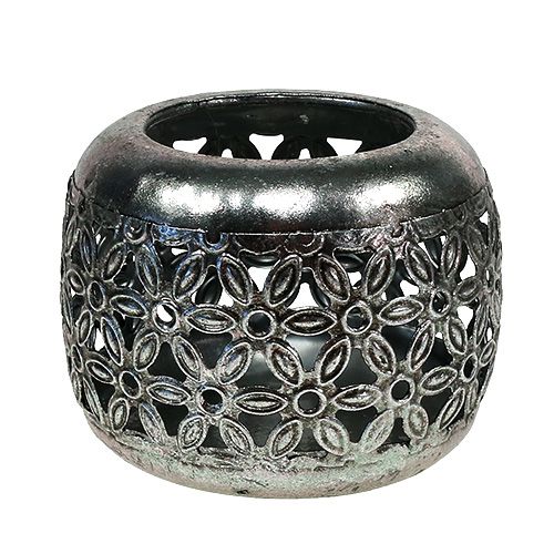 Floristik24 Silver lantern with floral pattern Ø9.5cm H7cm