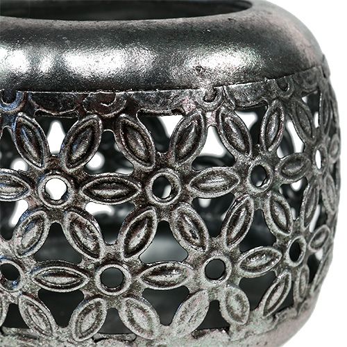 Floristik24 Silver lantern with floral pattern Ø9.5cm H7cm