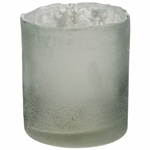 Floristik24 Glass lantern gray frosted Ø8.5cm H9.5cm
