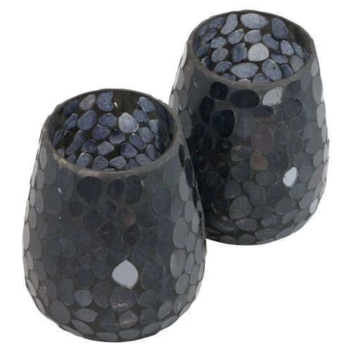 Lantern Christmas candle holder black Ø11cm 2pcs