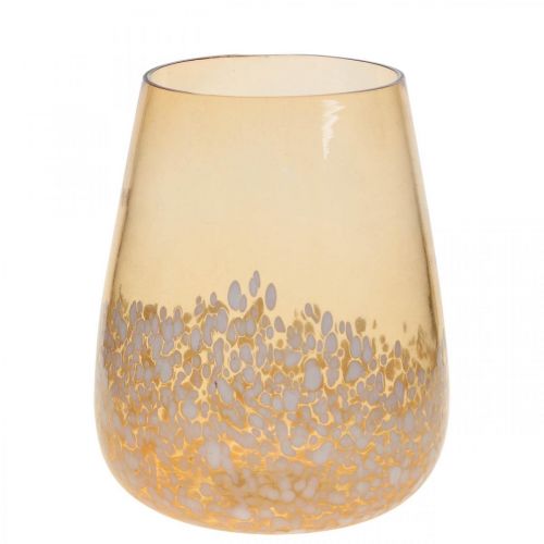 Product Lantern glass tea light holder glass decoration brown white Ø10cm