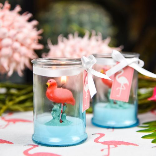 Floristik24 Lantern glass with flamingo candle 9cm