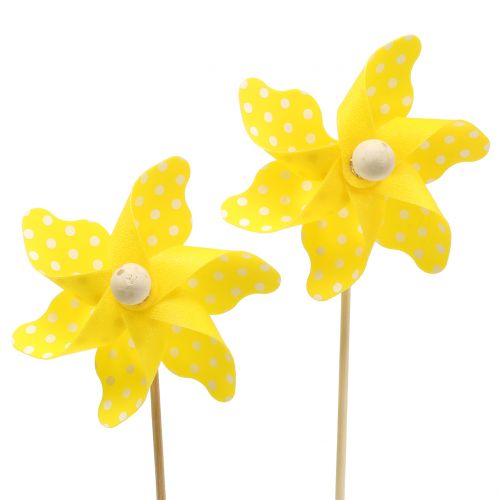 Mini windmill with dots yellow Ø8cm 12pcs