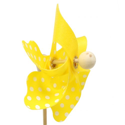 Floristik24 Mini windmill with dots yellow Ø8cm 12pcs