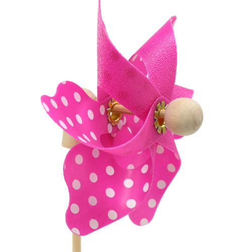 Floristik24 Decorative windmill with dots Pink Ø8cm 12pcs