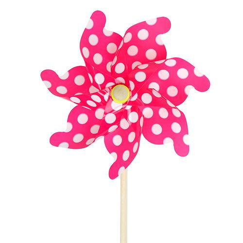 Floristik24 Windmill on the stick with dots fuchsia Ø30cm