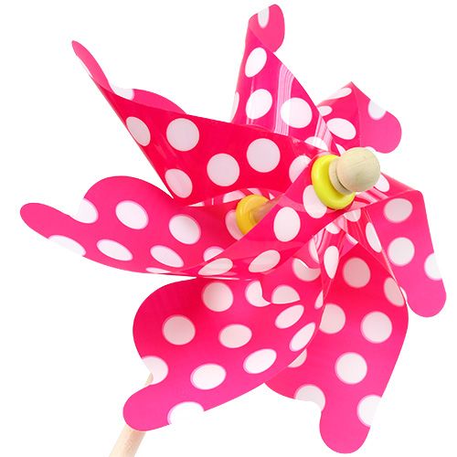Product Windmill on the stick with dots fuchsia Ø30cm