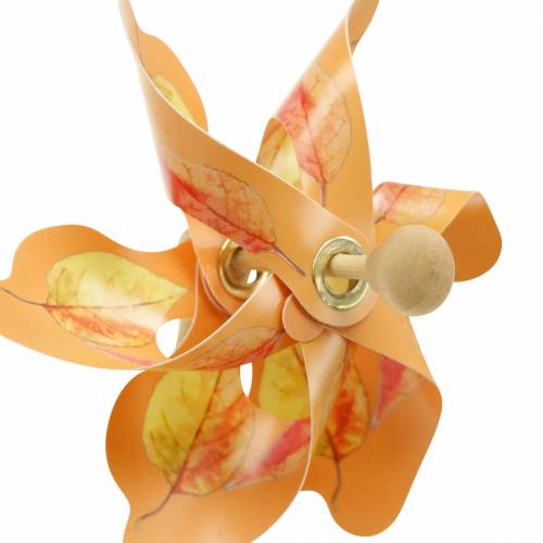 Floristik24 Decorative windmills with autumn leaf motif orange / white / green L27.5 Ø22cm 12pcs