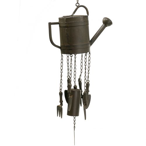 Wind chimes watering can for hanging dark brown 80cm