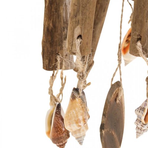 Floristik24 Wood wind chime, shells maritime decoration nature Ø14cm H40cm