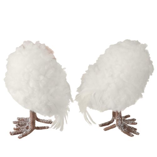 Product Winter decoration decorative owl figures for standing white 15cm 2 pieces