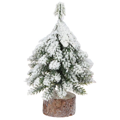 Winter decoration Christmas tree in green white Ø7cm H14cm 4pcs