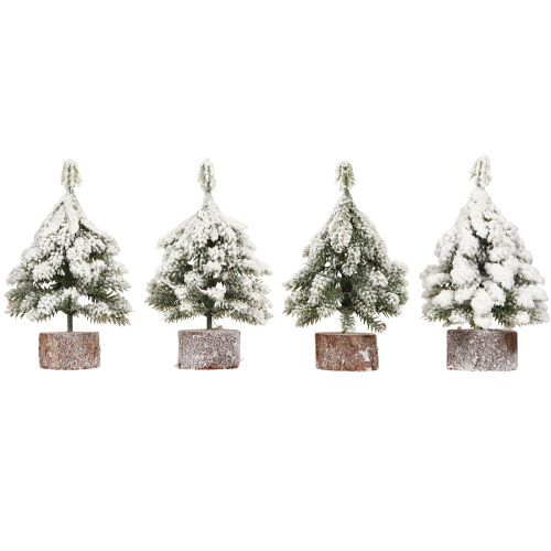 Floristik24 Winter decoration Christmas tree in green white Ø7cm H14cm 4pcs
