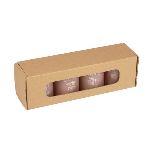 Product Pink Christmas candles, pillar candles, set of 4, winter decoration Ø5cm H6cm