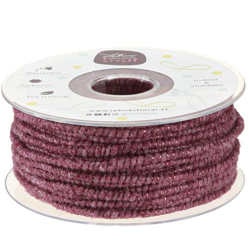 Wool thread with wire felt cord mica purple Ø5mm 33m
