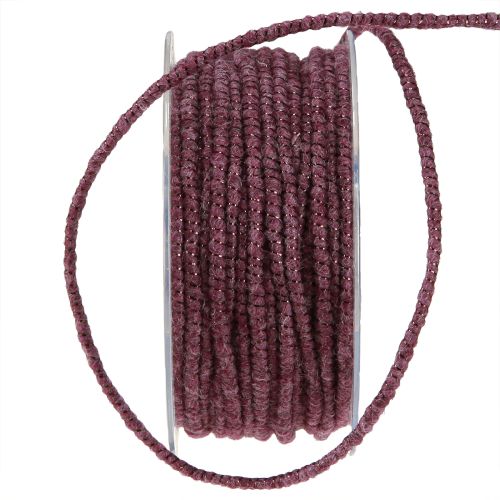 Floristik24 Wool thread with wire felt cord mica purple Ø5mm 33m
