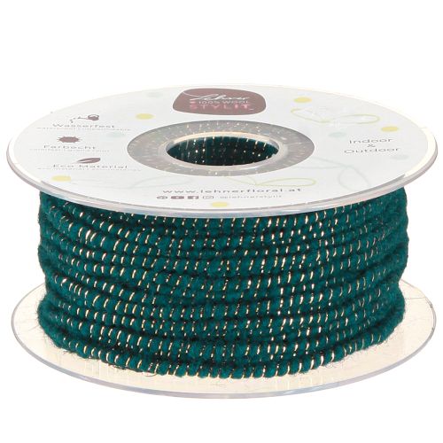 Wool thread with wire felt cord wool cord turquoise gold Ø5mm 33m