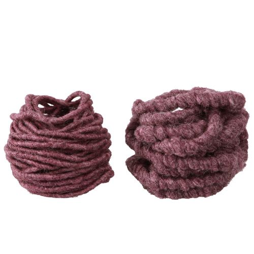 Floristik24 Wool felt decorative cord felt wick thread Berry L7m set of 2 pieces