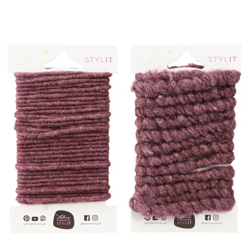 Product Wool felt decorative cord felt wick thread Berry L7m set of 2 pieces