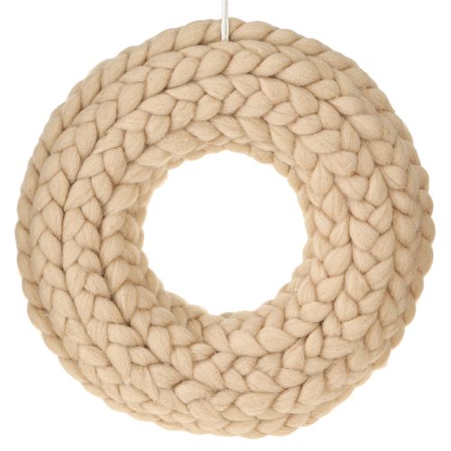 Floristik24 Wool felt decorative wreath for hanging light brown Ø25cm W4cm