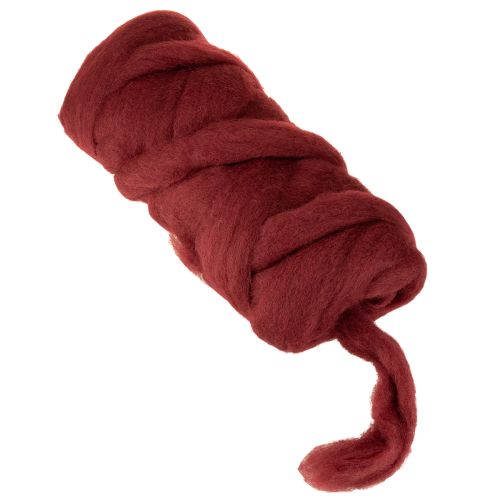 Product Decorative wool, dark red, 10m wool ribbon for floristry &amp; crafts