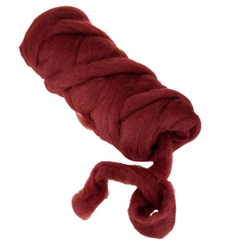 Product Decorative wool, dark red, 10m wool ribbon for floristry & crafts