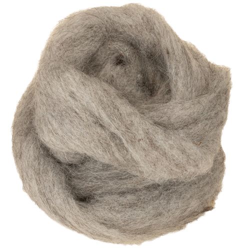 Decorative wool, grey-natural, 2m felted wool for crafts &amp; floristry