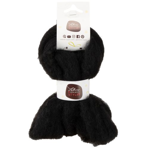 Product Decorative wool felting wool for creative crafts and floristry projects 2m Black