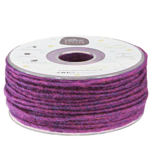 Purple wool cord 3mm 100m