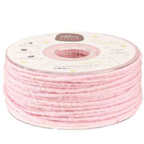 Floristik24 Wool cord pink 3mm 100m