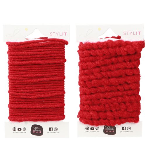 Product Wool Cord Red Felt Cord Wick Thread Fleece L7m Set 2Pcs
